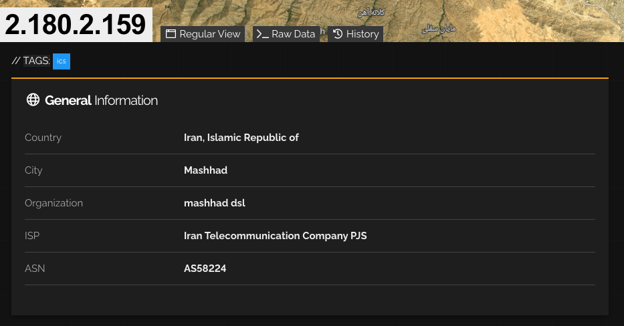 he IP address is directly connected to the Iranian Teleco company PJS,